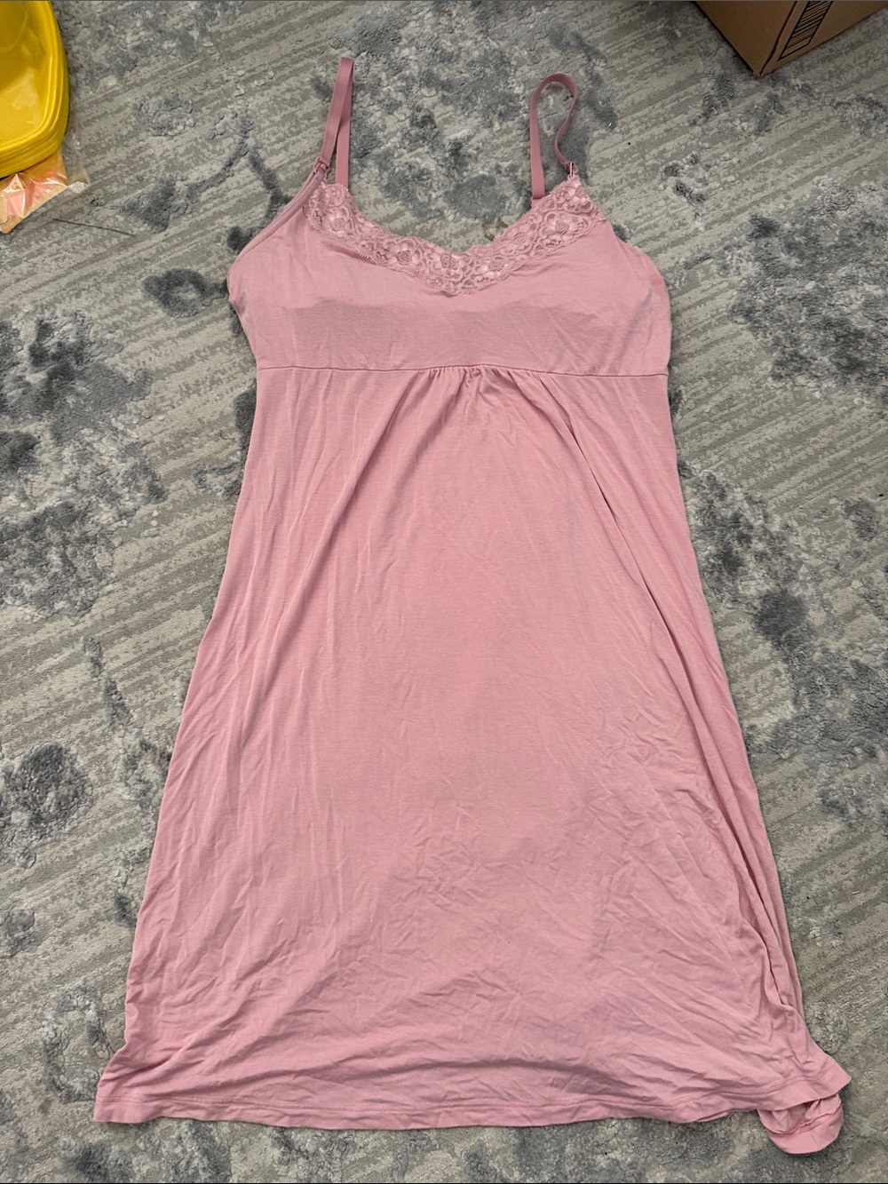 GAP Pink Lace Trim model maternity nursing PJ Dress Like New